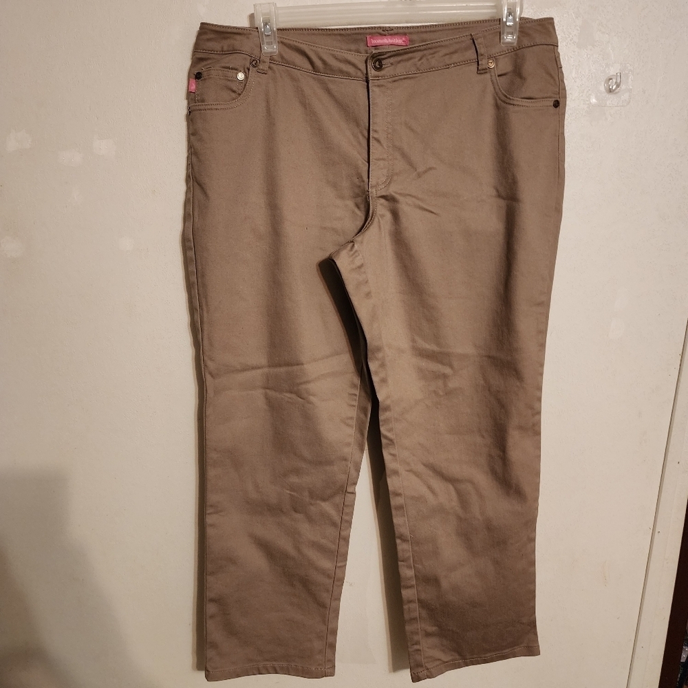 Woman Within Tan Straight Leg Pants Size 18 Petite, Inseam 27"